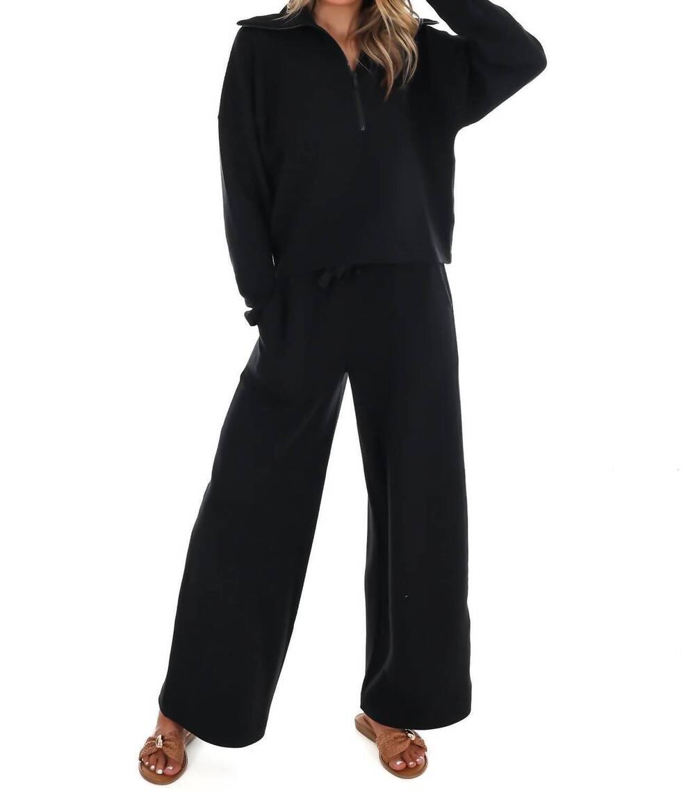NEW SPANX french rib half zip pullover sweatshirt in very black